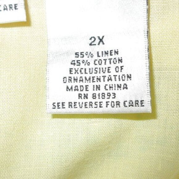 Quacker Factory 2 Piece Tunic Top 2X Butter Yellow Rhinestones Linen Bl Coastal - Picture 12 of 12
